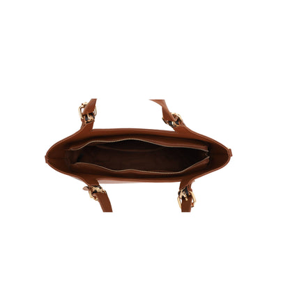 ELAINE  SATCHEL WITH LEOPARD PRINT ACCENT IN BUCKLED HANDLE