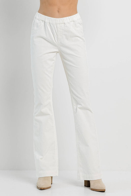 Cream Corduroy Pull On Flare