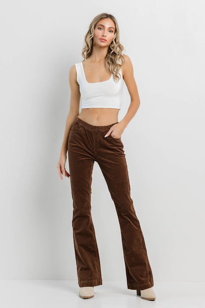Brown Corduroy Pull On Flare