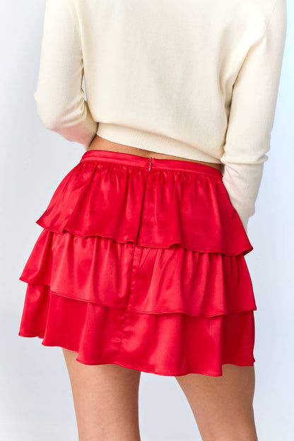 Ella Satin Tiered Mini Skort