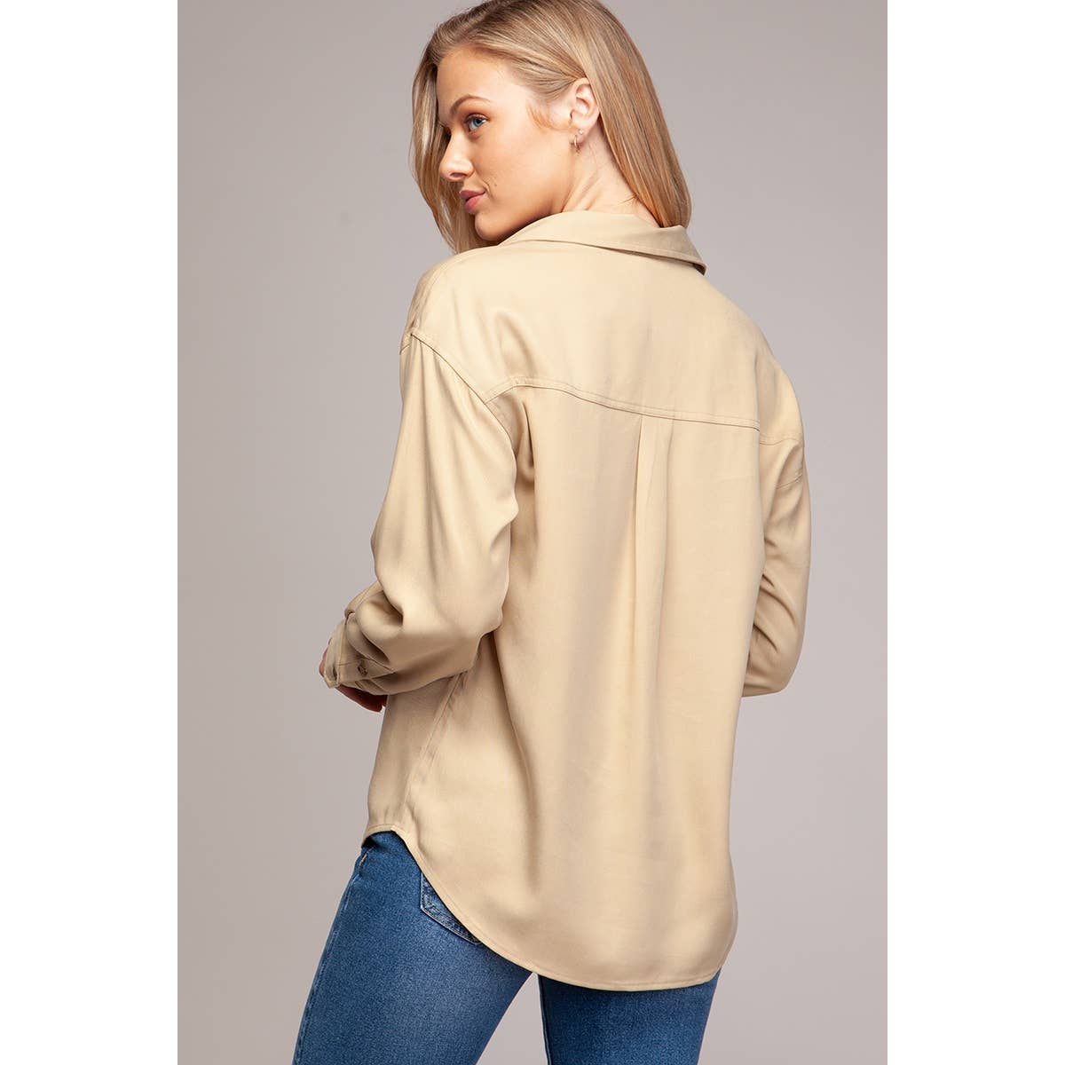 Angled Edge Detail Tencel Blouse