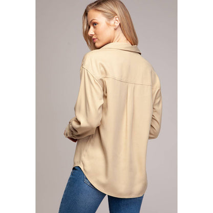 Angled Edge Detail Tencel Blouse