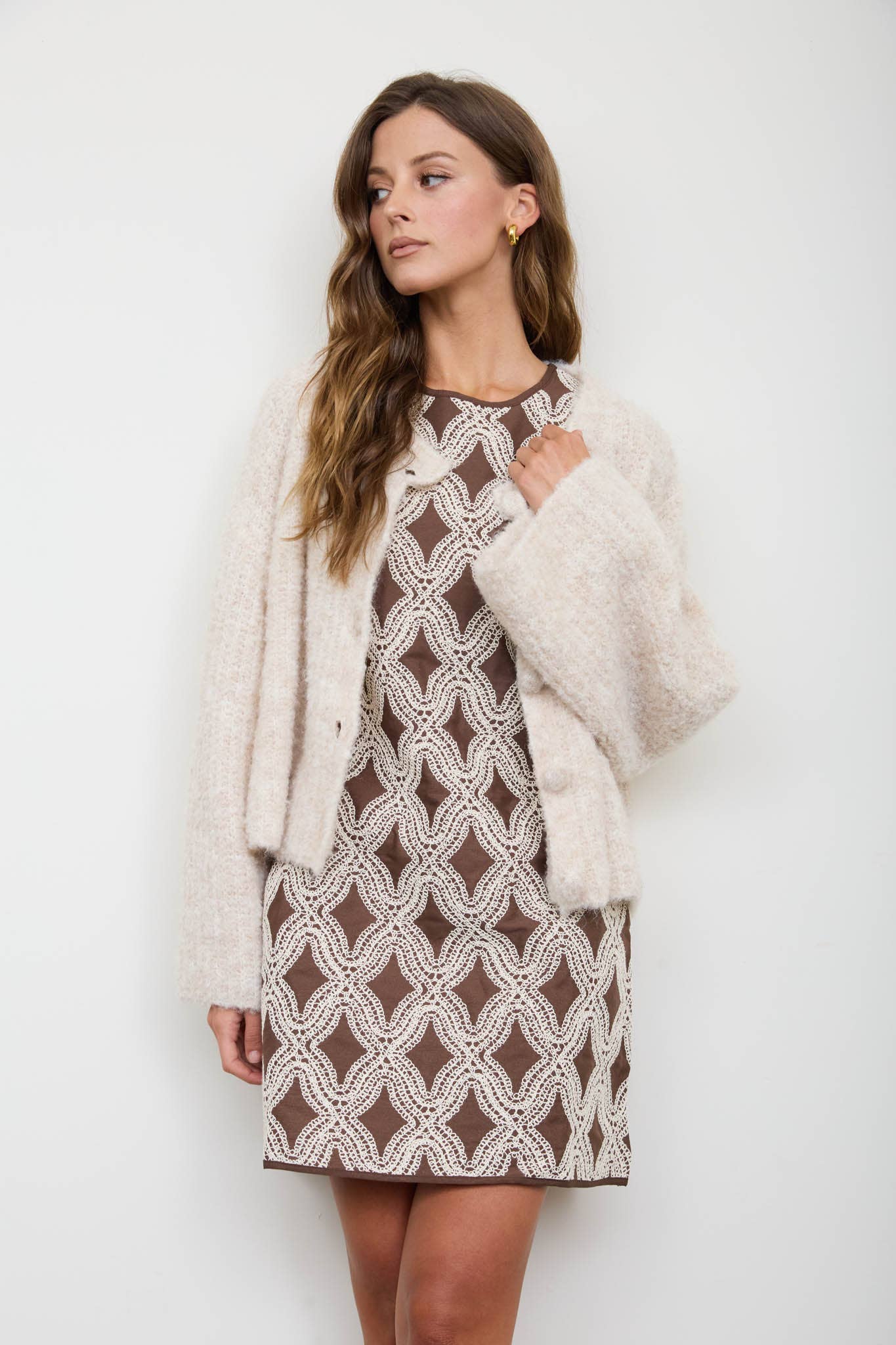 PRE-ORDER TEXTURED GEOMETRIC SLEEVELESS MINI DRESS