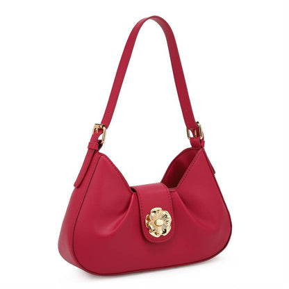 RUBY SHOULDER BAG WITH ROSE FLAP CLOSURE