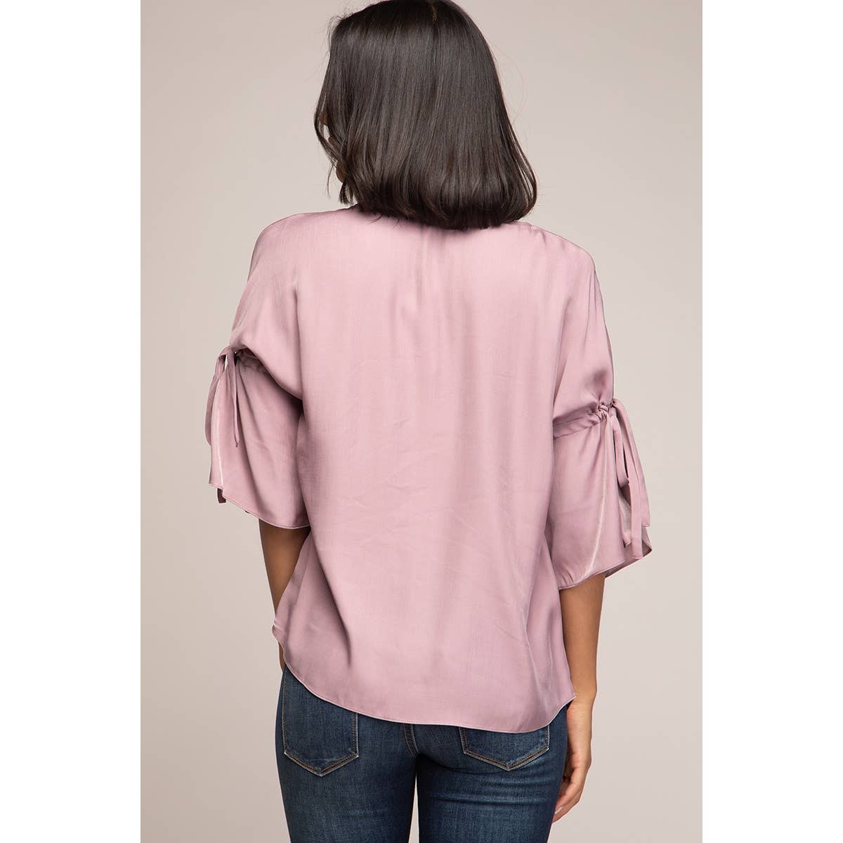 Boat Neck Blouse With Sleeve Ties