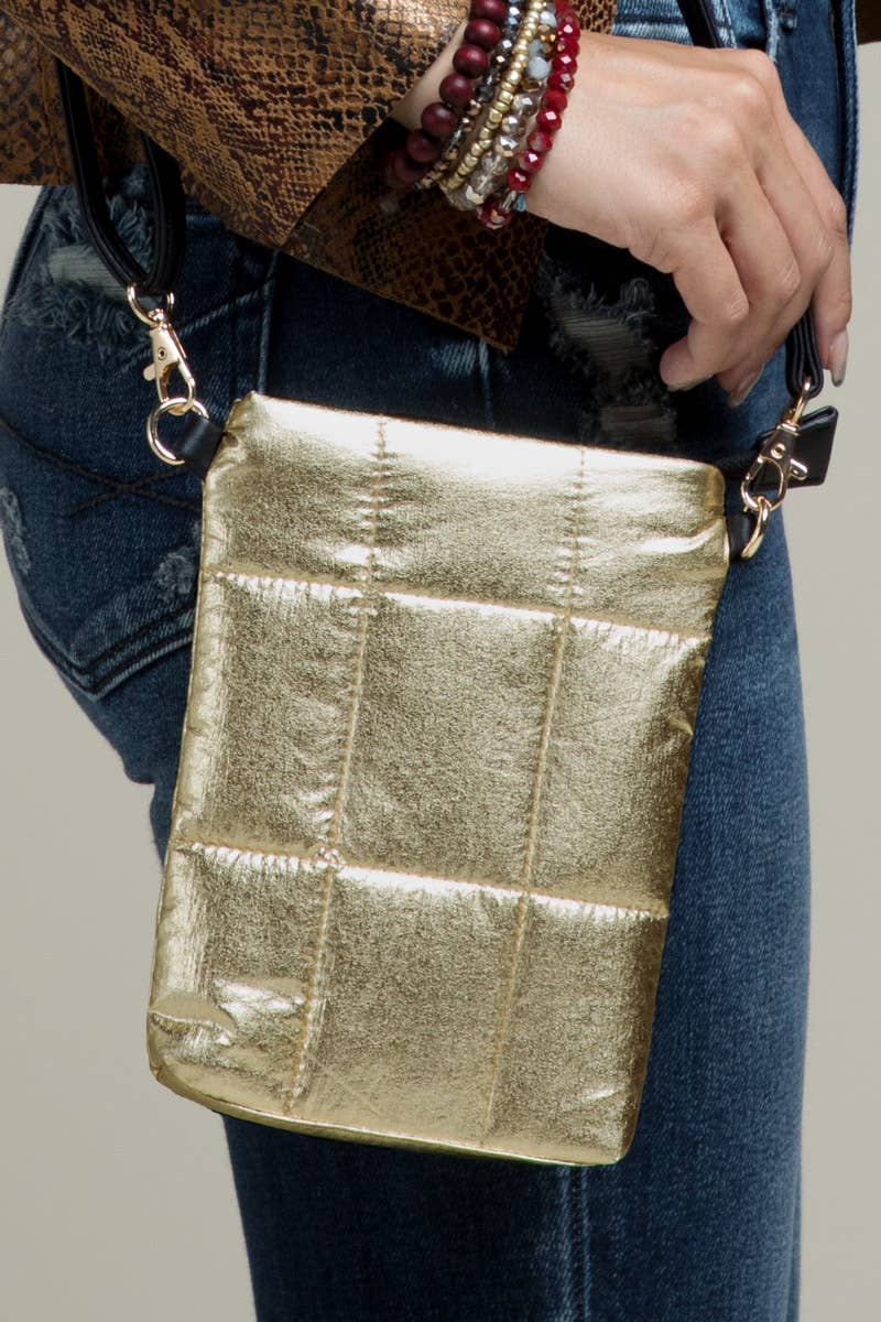 Insulated Metallic Bubble Cross Body Bag