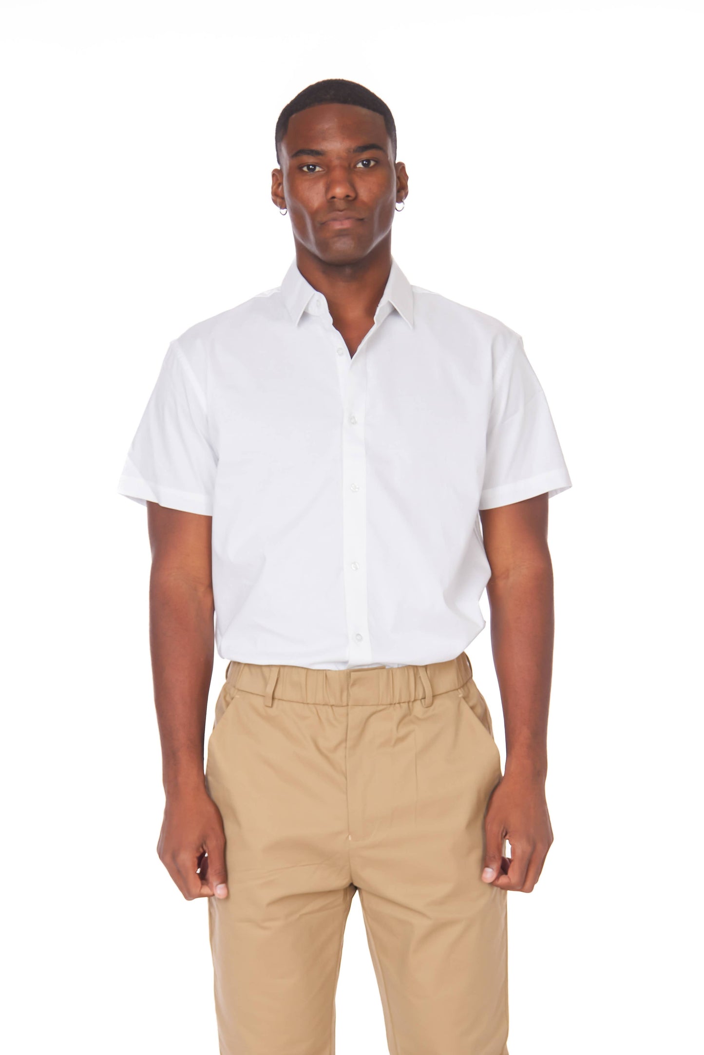 Men's Cotton Stretch Short Sleeve Solid Shirt