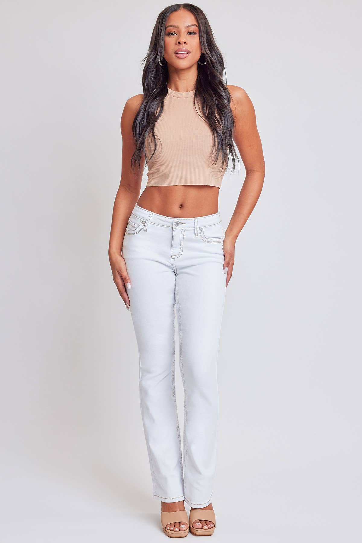 Heavy Stitch Mid-Rise Bootcut W/Embroidery