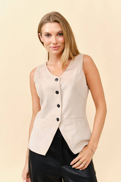 Sleeveless suede vest