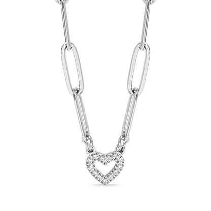 18K Gold PVD Stainless Steel  "Heart" Paperclip Necklace