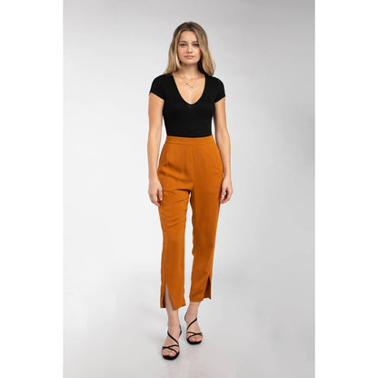 Long Slim, Leg Slit Front Tapered Pants