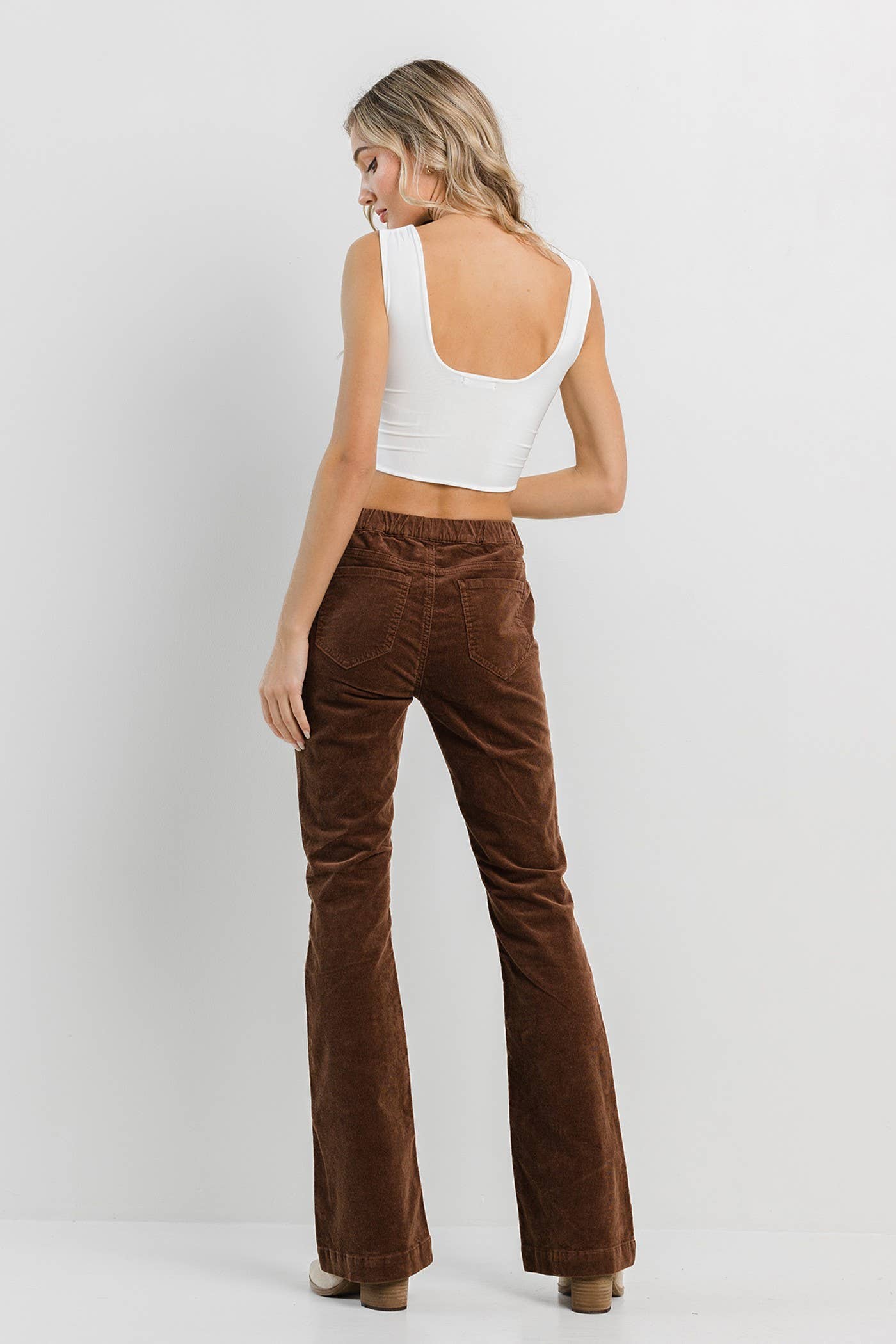 Brown Corduroy Pull On Flare