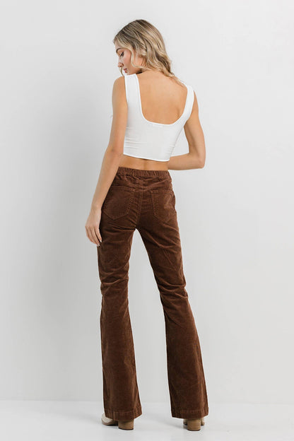 Brown Corduroy Pull On Flare