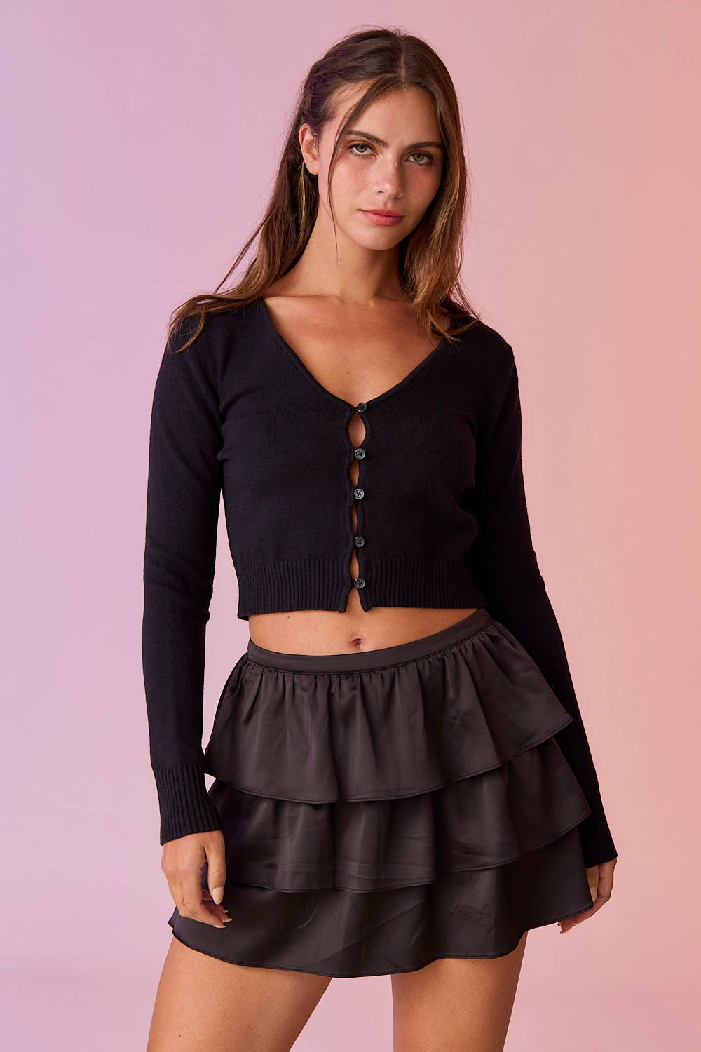 Ella Satin Tiered Mini Skort