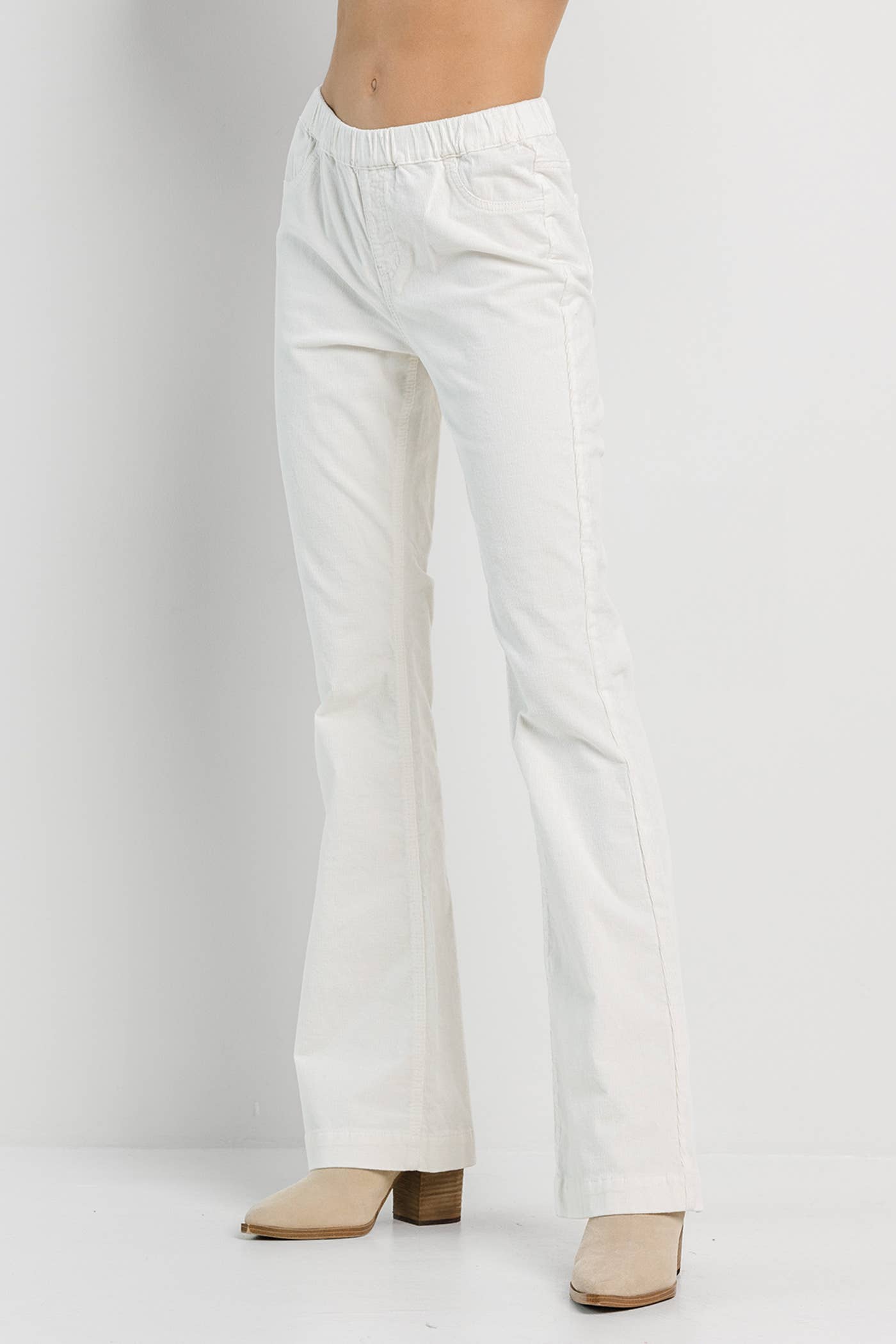 Cream Corduroy Pull On Flare