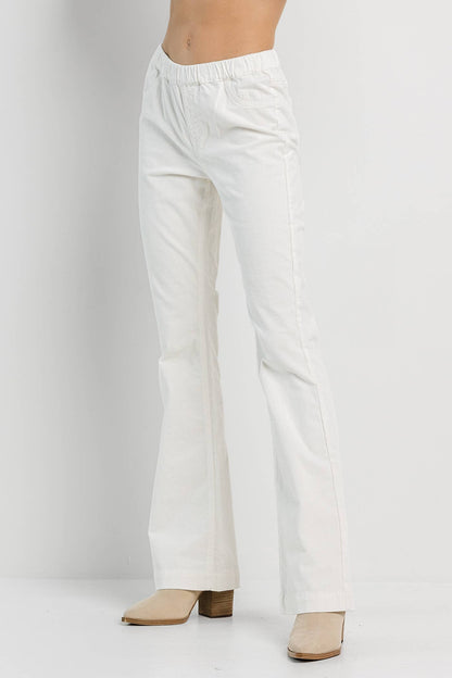 Cream Corduroy Pull On Flare