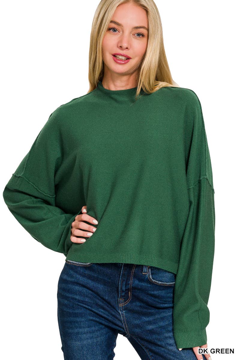 ',,.....Mock neck comfy fall crop sweater