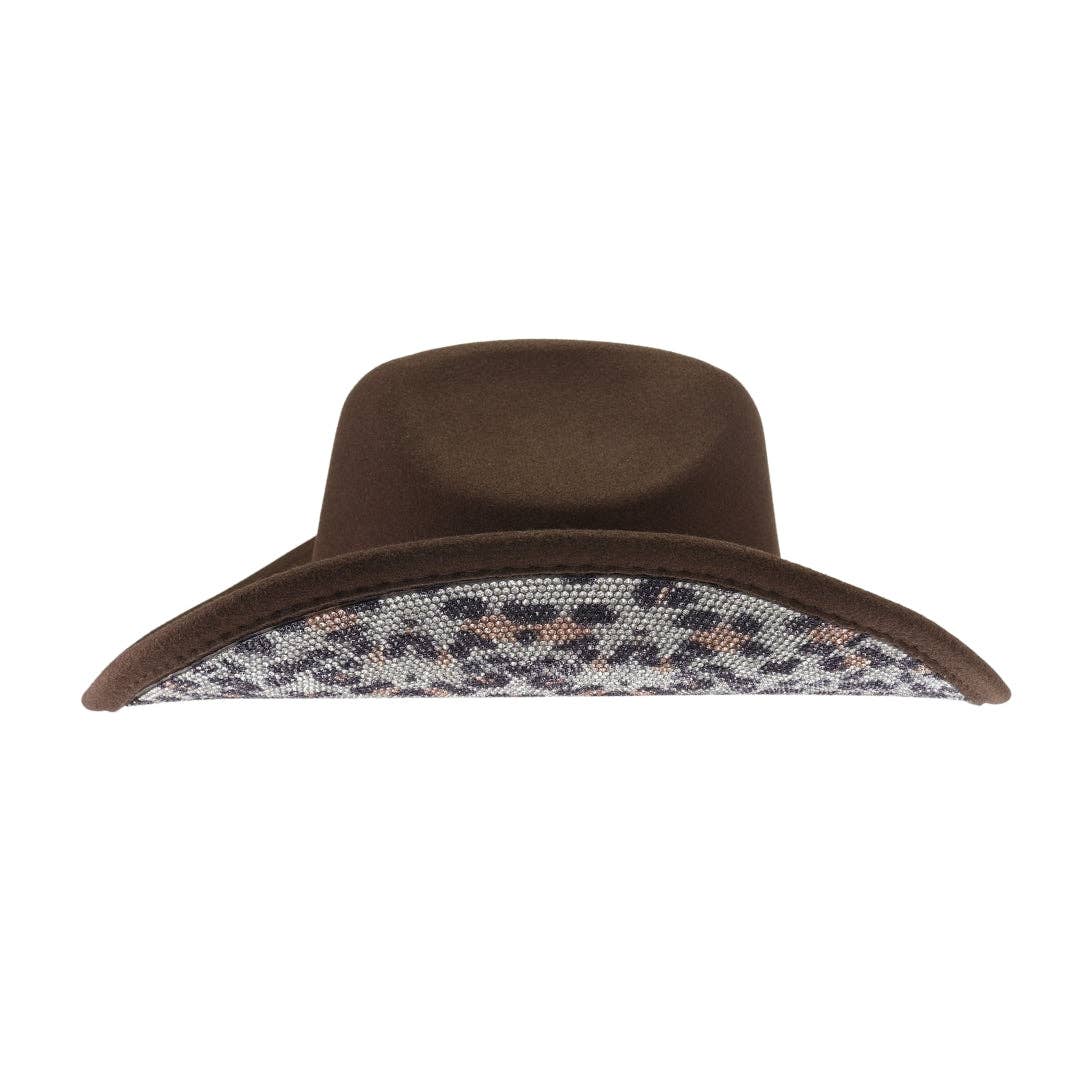 Trophy Leopard Rhinestone Vegan Felt Cowboy Hat VCC0084