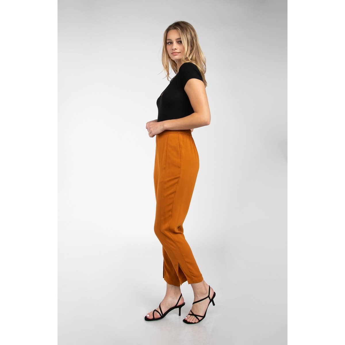Long Slim, Leg Slit Front Tapered Pants