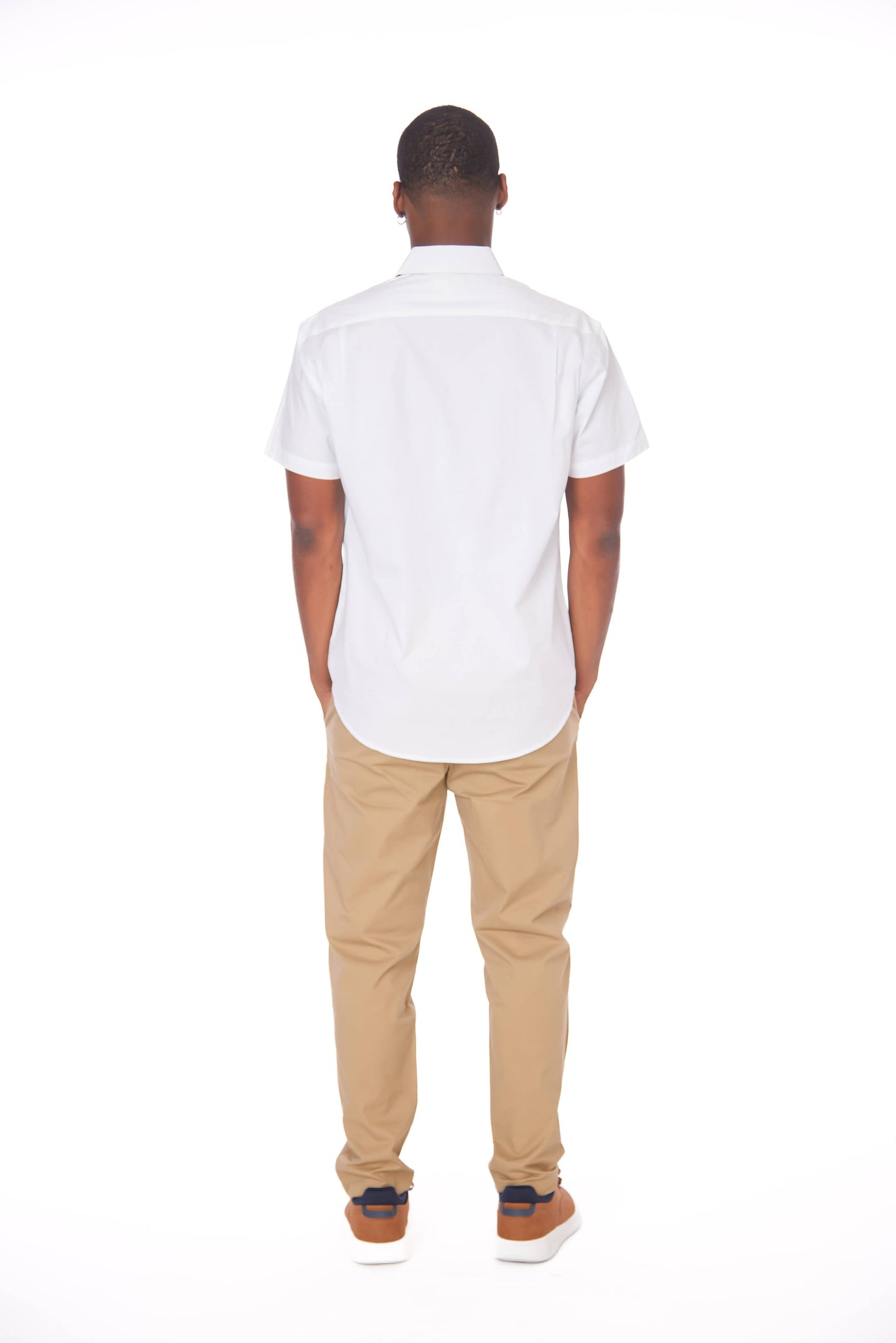 Men's Cotton Stretch Short Sleeve Solid Shirt