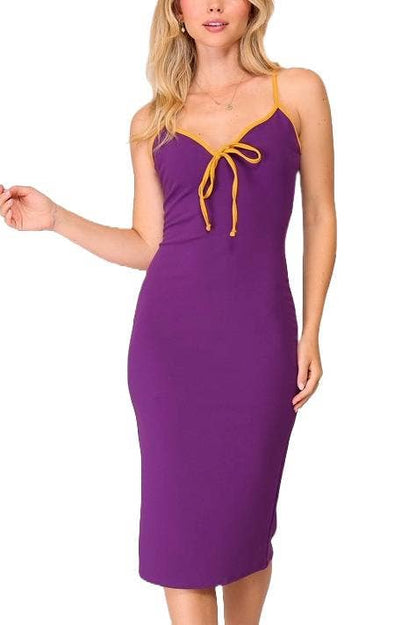 Contrast Techno Crepe Midi Dress