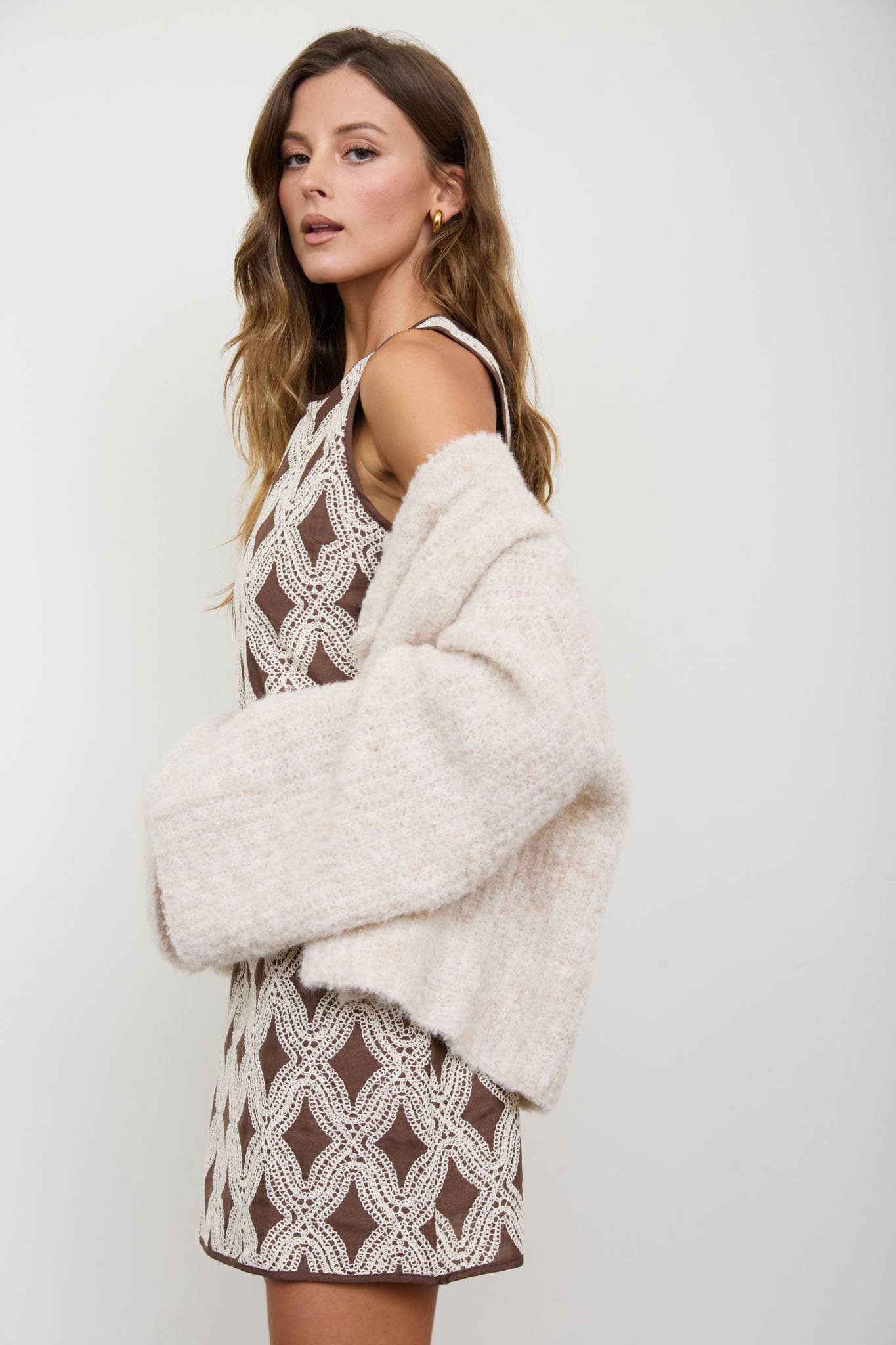 PRE-ORDER TEXTURED GEOMETRIC SLEEVELESS MINI DRESS