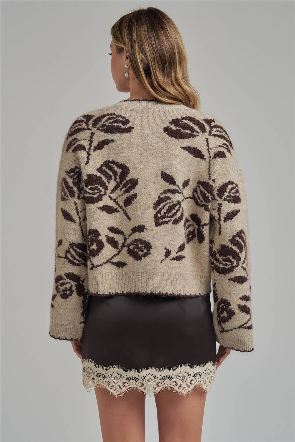 Pre-Order FLORAL BOTANICAL PATTERN INSPIRED SOFT SWEATER FALL CARDIGAN
