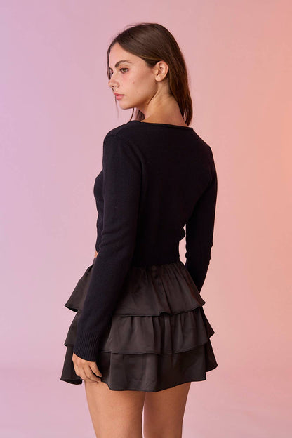 Ella Satin Tiered Mini Skort