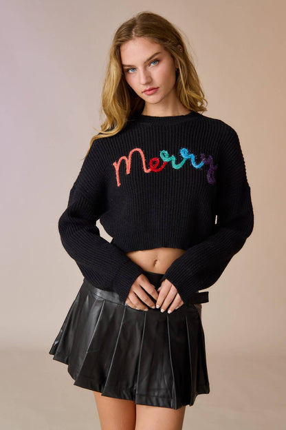 Emma Loose Fit Cropped Merry Knit Pullover