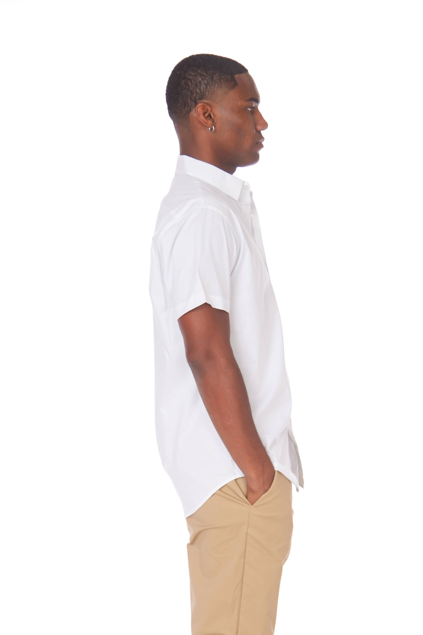 Men's Cotton Stretch Short Sleeve Solid Shirt