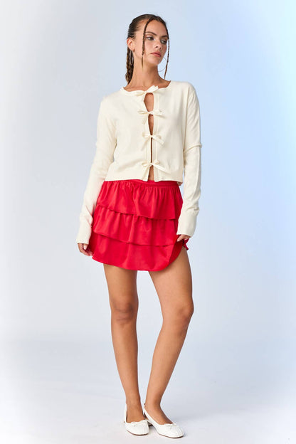 Ella Satin Tiered Mini Skort