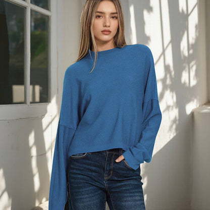 Mock neck comfy fall crop sweater