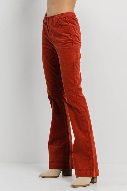 Rust Corduroy Pull On Flare