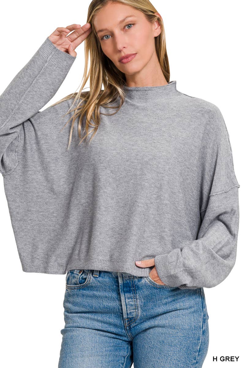 ',,.....Mock neck comfy fall crop sweater