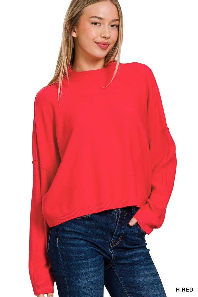 ',,.....Mock neck comfy fall crop sweater