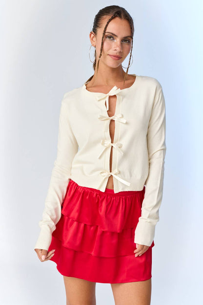 Ella Satin Tiered Mini Skort