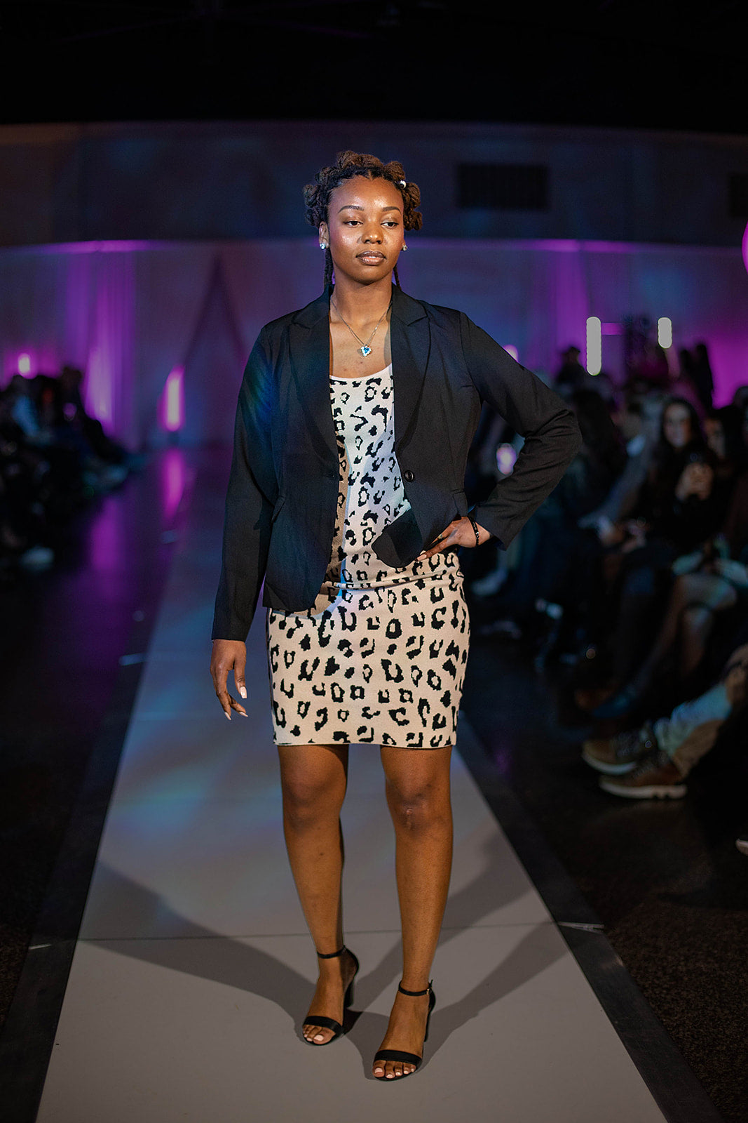 Animal Knit Midi Dress