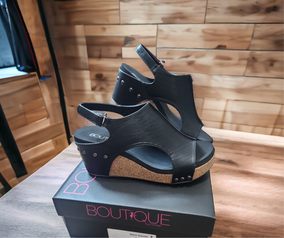 Corky's Carley Black Smooth Wedges