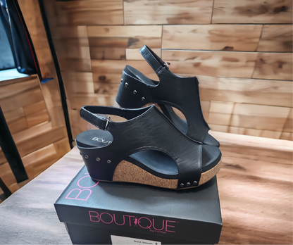 Corky's Carley Black Smooth Wedges