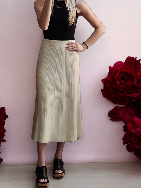 Knitted Textured Rib A-Line Skirt