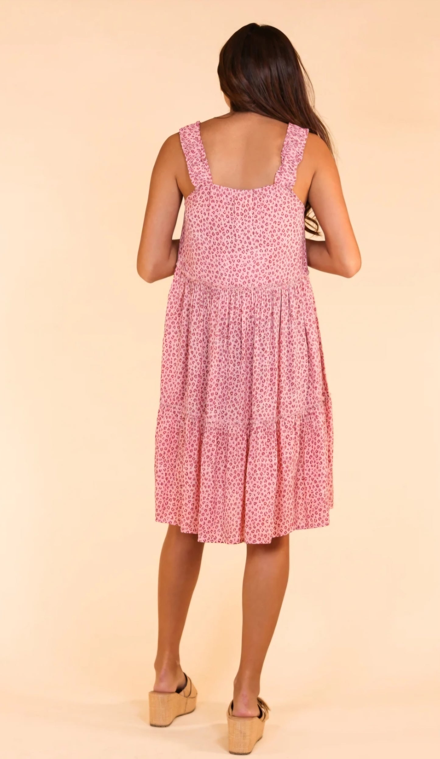 PINK Leopard Midi Dress