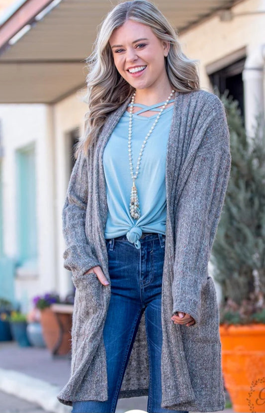 CASUAL-FETTI Textures Cardigan with pockets