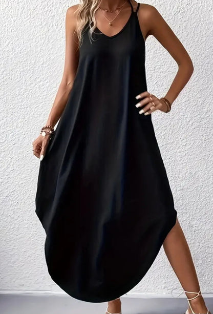 Casual Sleeveless Curvy Hem Dress