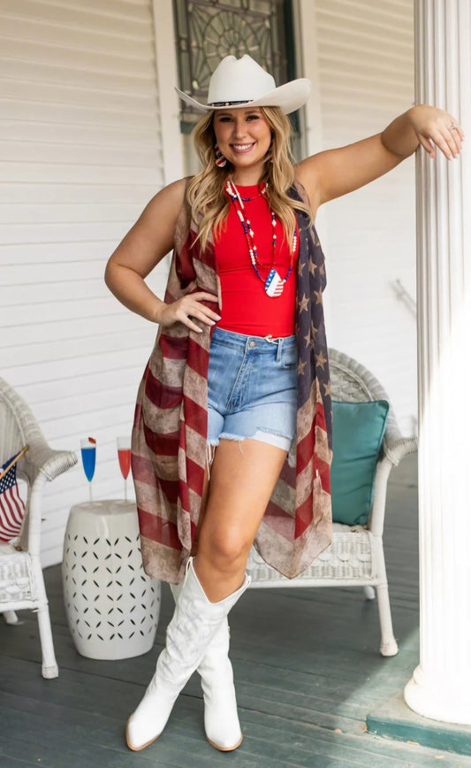 Vintage American Flag Cover Up