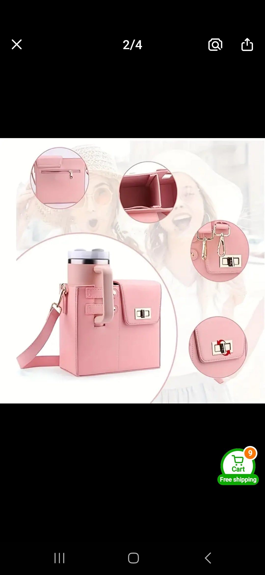 Water Cup carrier crossbody/messager bag with adjustable strap