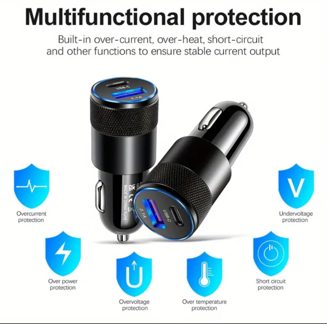 Mini Car Charger Type C 3.1A PD Quick Fast Charging Socket Power Adapter