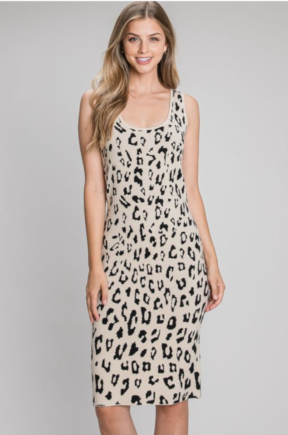 Animal Knit Midi Dress