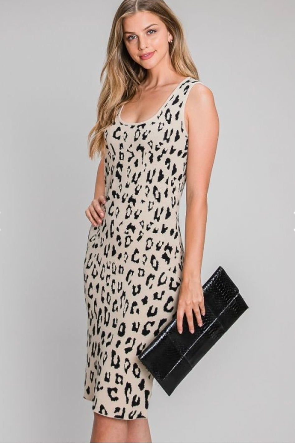 Animal Knit Midi Dress