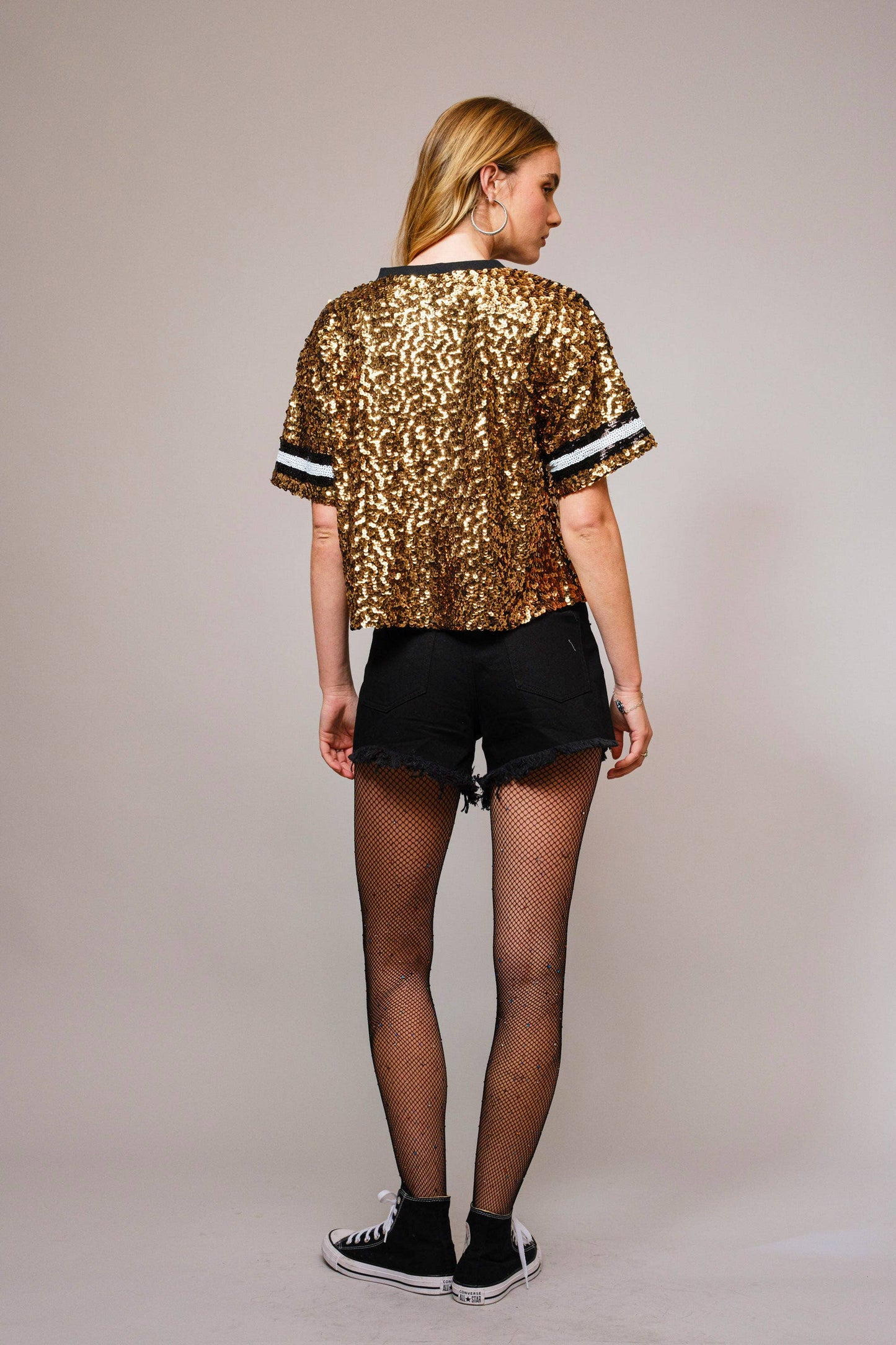Sequin Game Day Crop Varsity Top