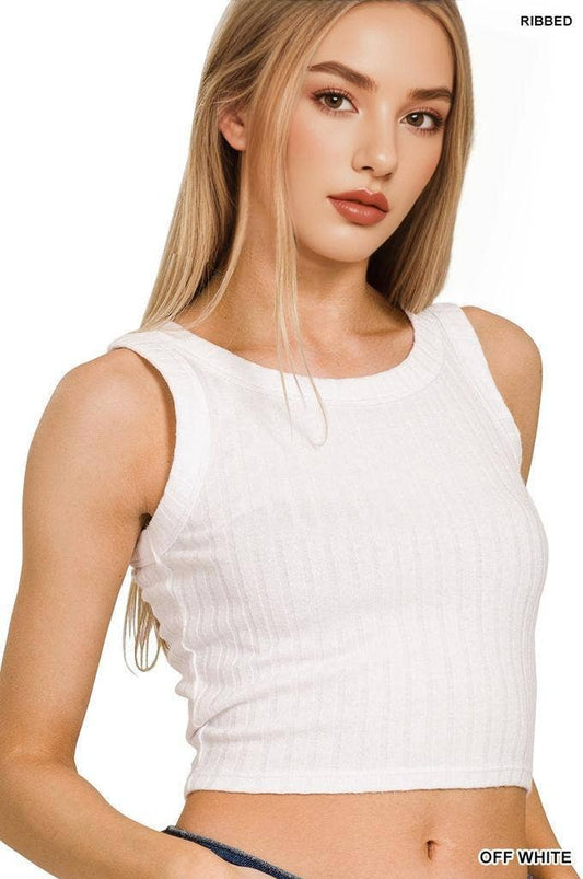 ..0706 Ribbed Sleeveless Crop Tank Top SI-25603